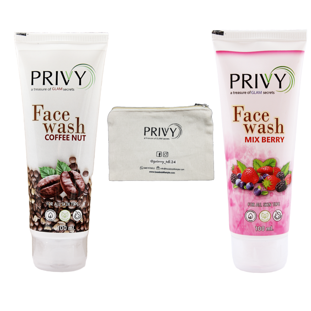 Combo of One Mix Berry Facewash, One Coffee Nut Facewash and One Canvas Pouch @ Rs. 249/-