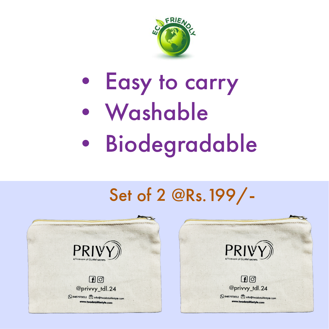 Two PRIVVY Eco-friendly Canvas Pouch @ Rs.199/-