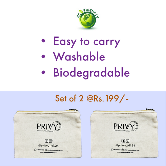 Two PRIVVY Eco-friendly Canvas Pouch @ Rs.199/-