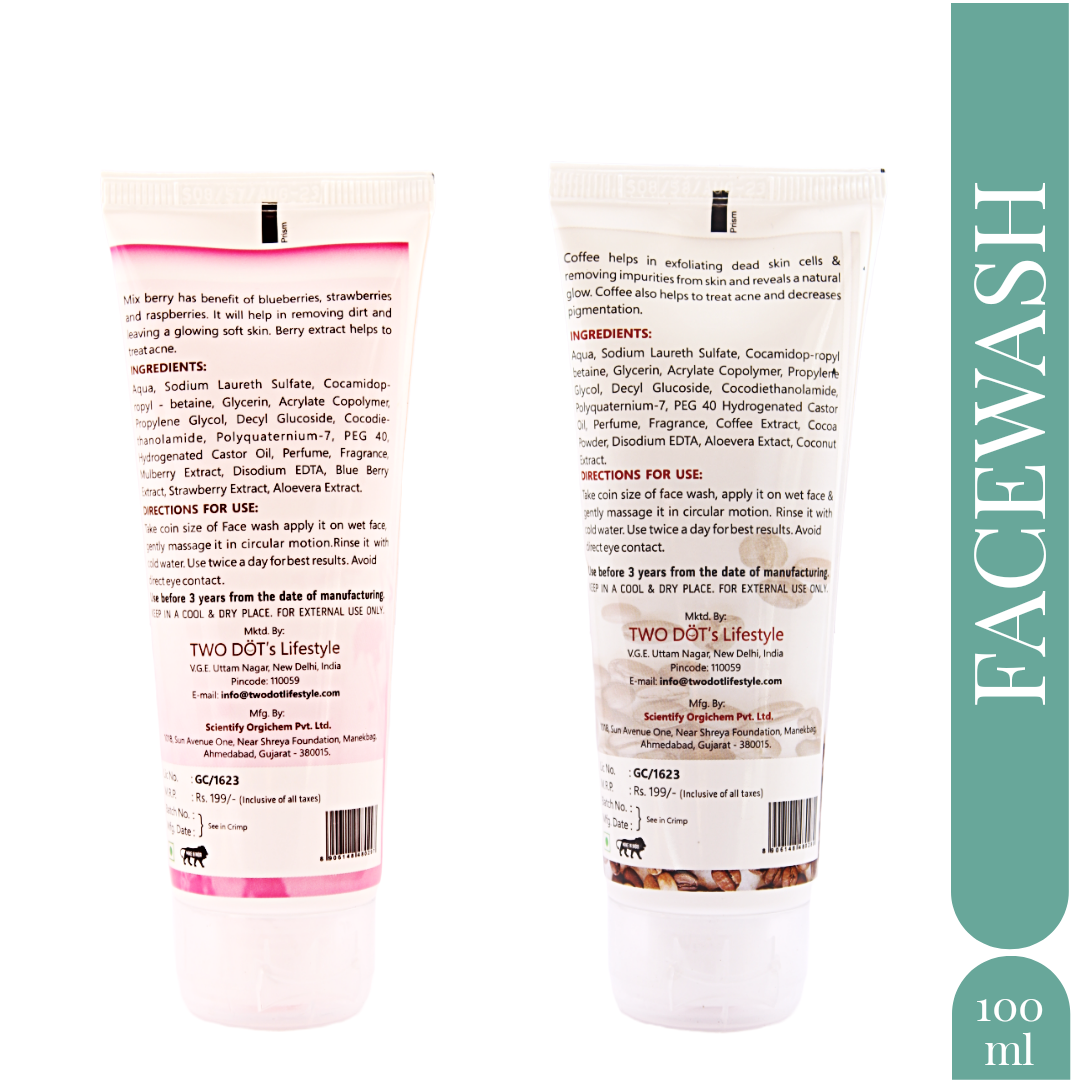 Combo of One Mix Berry Facewash, One Coffee Nut Facewash and One Canvas Pouch @ Rs. 249/-