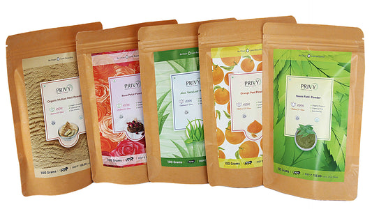 ROSE PETAL POWDER, COMBO OF ORANGE POWDER, ALOVERA LEEF POWDER, ORGANIC MULTANI MITTI POWDER AND ORANGE PEEL POWDER