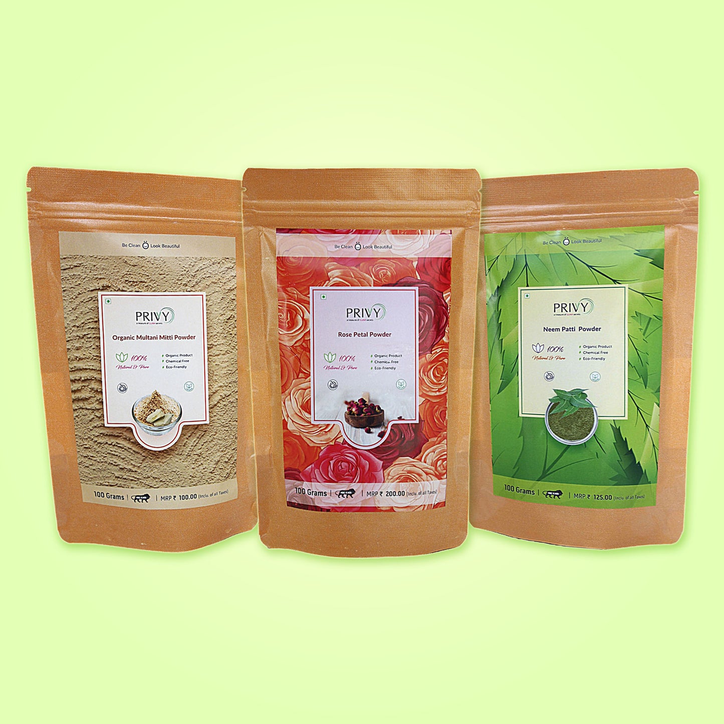 Neem Patti Powder + Alovera Leaf Powder + Multani Mitti Powder